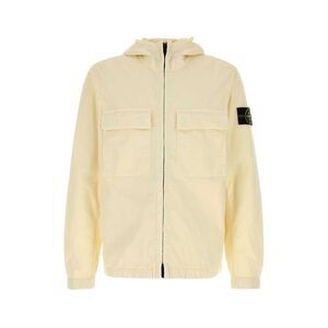 Stone Island Men Cream Stretch Cotton Jacket